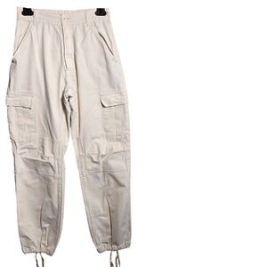 J. Galt cargo pants Womens small white Cream parachute Jogger Utility Streetwear